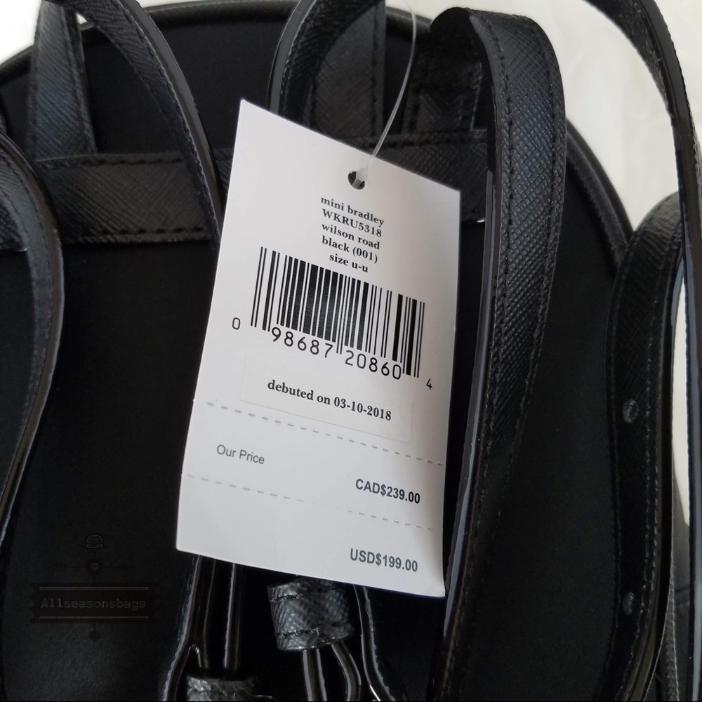 Kate Spade Mini Bradley Wilson Backpack Black Bag - Picture 3 of 8